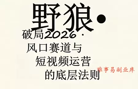野狼团队·多平台实操运营课(更新4月)-难事易副业库
