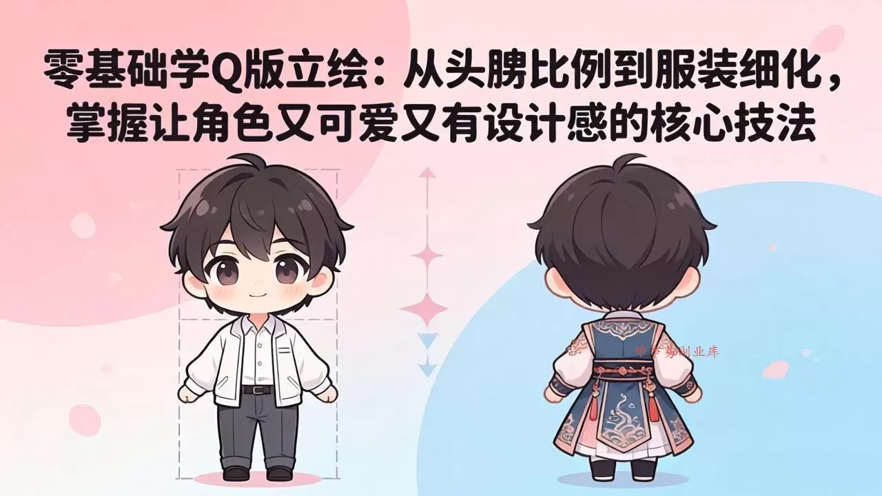 零基础学Q版立绘：从头身比例到服装细化，掌握让角色又可爱又有设计感的核心技法