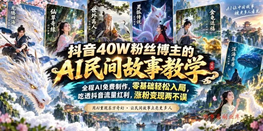 抖音40W粉丝博主的AI民间故事教学,全程AI免费制作,零基础轻松入局,吃透抖音流量红利,涨粉变现两不误 抖音40W粉丝博主的AI民间故事教学,全程AI免费制作,零基础轻松入局,吃透抖音流量红利,涨粉变现两不误