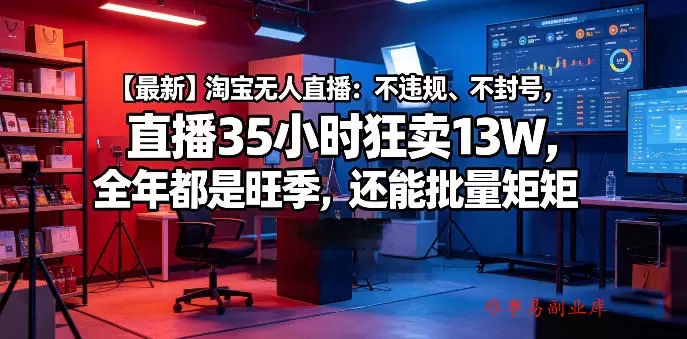 【最新】淘宝无人直播：不违规、不封号，直播35小时狂卖13W，全年都是旺季，还能批量矩阵操作【揭秘】-难事易副业库
