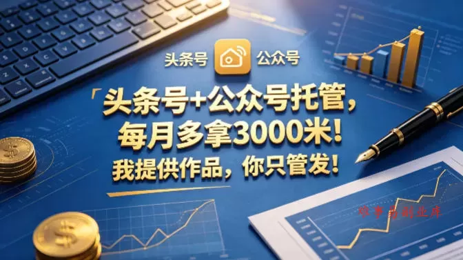 头条号+公众号托管，每月多拿3000米！我提供作品，你只管发！【揭秘】-难事易副业库
