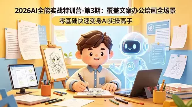 （18572期）2026AI全能实战特训营-第3期：覆盖文案办公绘画全场景 零基础快速变身AI实操高手