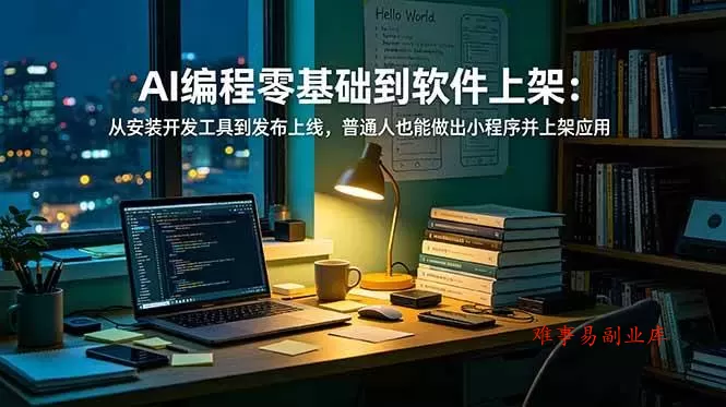 （19109期）AI编程零基础到软件上架：从安装开发工具到发布上线，普通人也能做出小程序并上架应用商店-难事易副业库