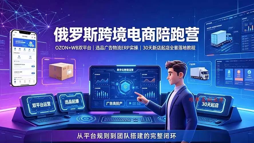 2026俄罗斯跨境电商陪跑营:OZON+WB双平台|选品广告物流ERP实操|30天新店起店全套落地教程 2026俄罗斯跨境电商陪跑营:OZON+WB双平台|选品广告物流ERP实操|30天新店起店全套落地教程