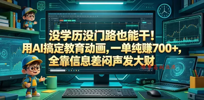 没学历没门路也能干！用AI搞定教育动画，一单纯賺700+，全靠信息差闷声发大财【揭秘】-难事易副业库