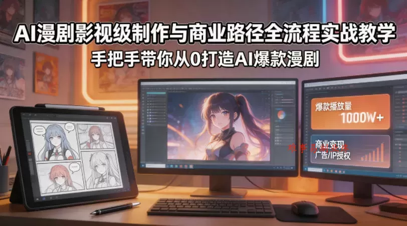 AI漫剧影视级制作与商业路径全流程实战教学，手带你从0打造AI爆款漫剧-难事易副业库