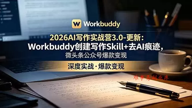 (18995期)2026AI写作实战营3.0-更新:Workbuddy创建写作Skill+去AI痕迹,微头条公众号爆款变现 (18995期)2026AI写作实战营3.0-更新:Workbuddy创建写作Skill+去AI痕迹,微头条公众号爆款变现