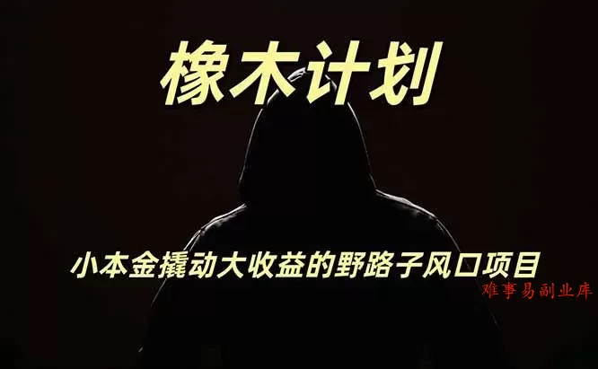 （19789期）橡木计划，小投入撬动高回报的风口野路子项目，一天投入2小时左右-难事易副业库
