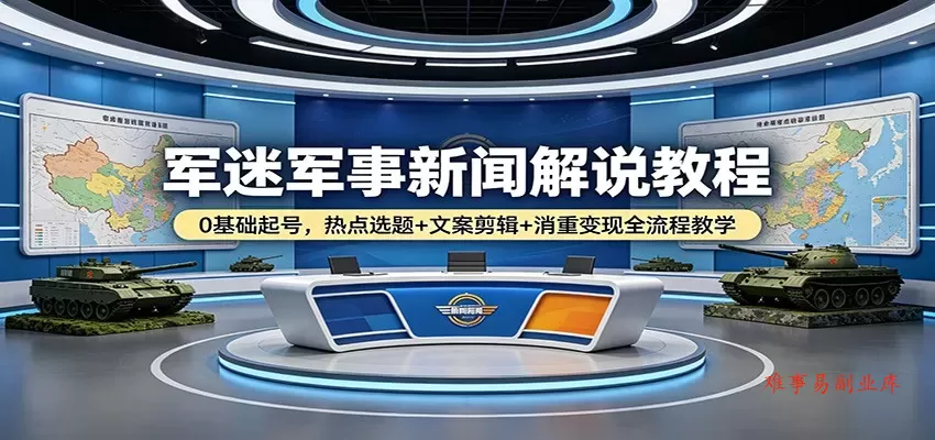 军迷军事新闻解说教程:0基础起号,热点选题+文案剪辑+消重变现全流程教学 军迷军事新闻解说教程:0基础起号,热点选题+文案剪辑+消重变现全流程教学