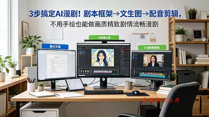 3步搞定AI漫剧！剧本框架→文生图→配音剪辑，不用手绘也能做画质精致剧情流畅漫剧-难事易副业库