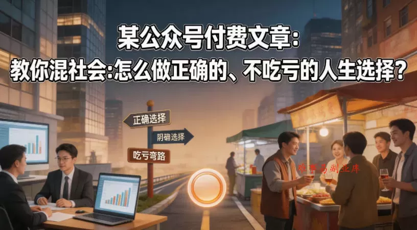 某公众号付费文章:教你混社会:怎么做正确的、不吃亏的人生选择? 某公众号付费文章:教你混社会:怎么做正确的、不吃亏的人生选择?