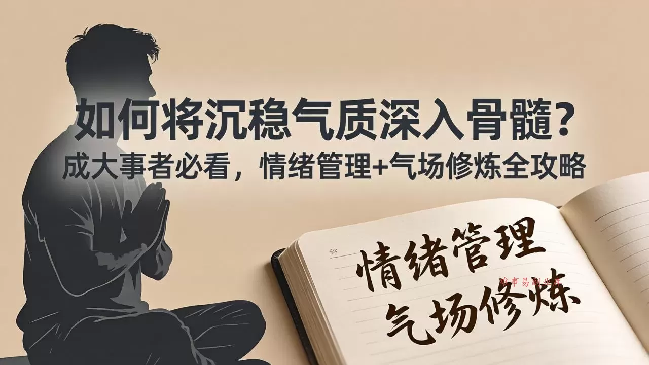 付费文章：如何将沉稳气质深入骨髓？成大事者必看，情绪管理+气场修炼全攻略-难事易副业库