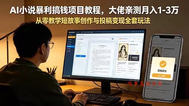 (18898期)AI小说暴利搞钱项目教程,大佬亲测月入1-3万,从零教学短故事创作与投稿变现全套玩法 (18898期)AI小说暴利搞钱项目教程,大佬亲测月入1-3万,从零教学短故事创作与投稿变现全套玩法