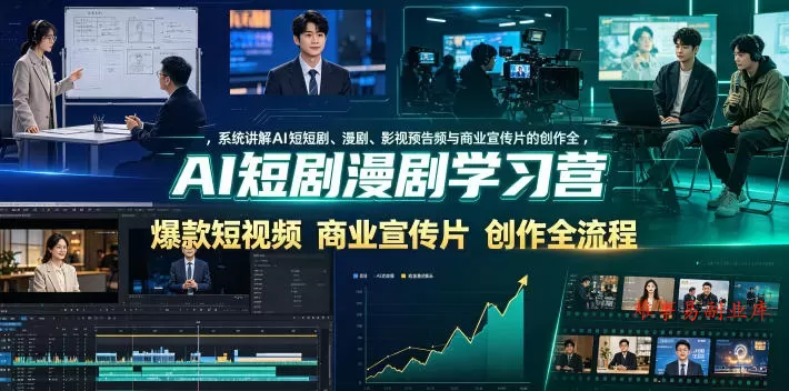 AI短剧漫剧学习营,系统讲解AI短剧、漫剧、影视预告片、爆款短视频与商业宣传片的创作全流程 AI短剧漫剧学习营,系统讲解AI短剧、漫剧、影视预告片、爆款短视频与商业宣传片的创作全流程