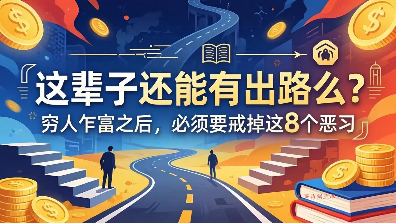 关于人生两篇付费文章【这辈子还能有出路么？】【穷人乍富之后，必须要戒掉这8个恶习】-难事易副业库