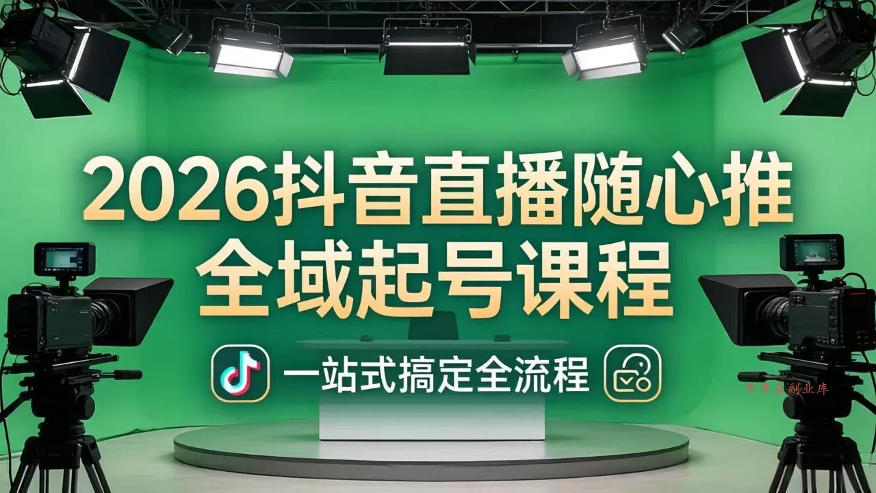 2026抖音直播随心推全域起号课程：一站式搞定直播起号、稳号、放量全流程(更新4月-难事易副业库