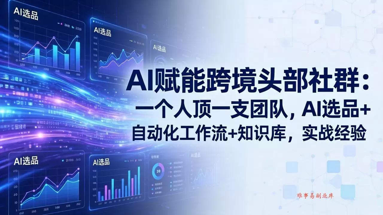 AI赋能跨境头部社群-更新6月：一个人顶一支团队，AI选品+自动化工作流+知识库，实战经验-难事易副业库