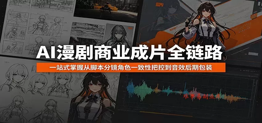 AI漫剧商业成片全链路：一站式掌握从脚本分镜角色一致性把控到音效后期包装-难事易副业库