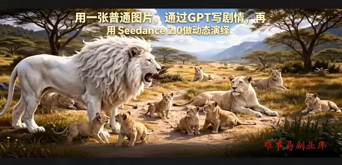 用一张普通图片，通过GPT写剧情，再用Seedance 2.0做动态演绎，居然能生成迪士尼风格搞笑动画-难事易副业库