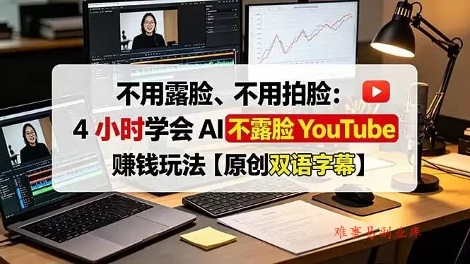 （19161期）不用露脸、不用拍脸：4 小时学会 AI 不露脸 YouTube 赚钱玩法【原创双语字幕】-难事易副业库