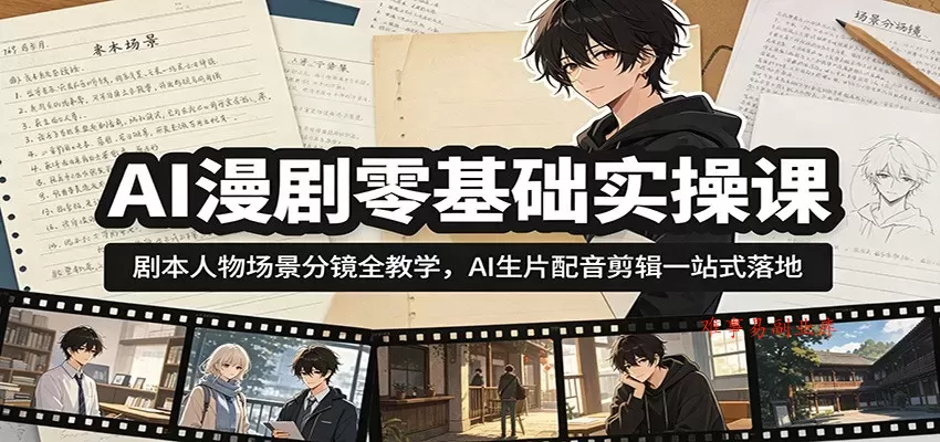 AI漫剧零基础实操课:剧本人物场景分镜全教学,AI生片配音剪辑一站式落地 AI漫剧零基础实操课:剧本人物场景分镜全教学,AI生片配音剪辑一站式落地