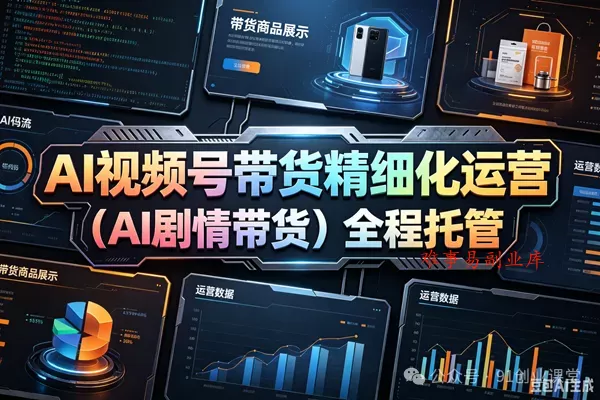 (AI剧情带货)视频号精细化代运营,历时两个月研究测试的新玩法,社裙免费参加-难事易副业库