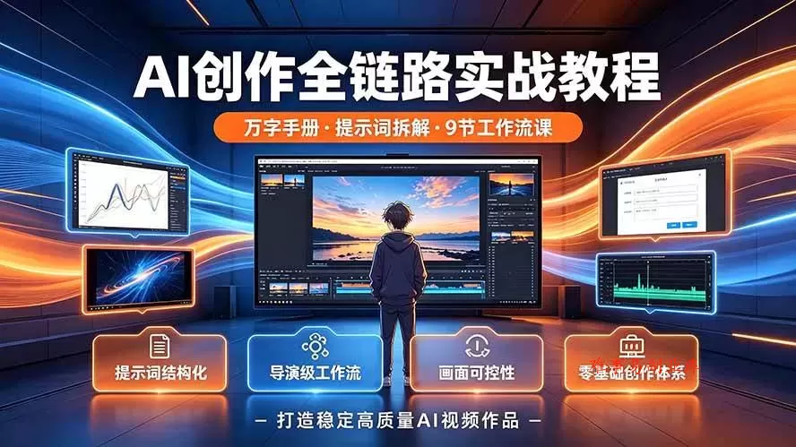 （19247期）AI创作全链路实战教程｜万字手册·提示词拆解·9节工作流课，打造稳定高质量AI视频作品-难事易副业库