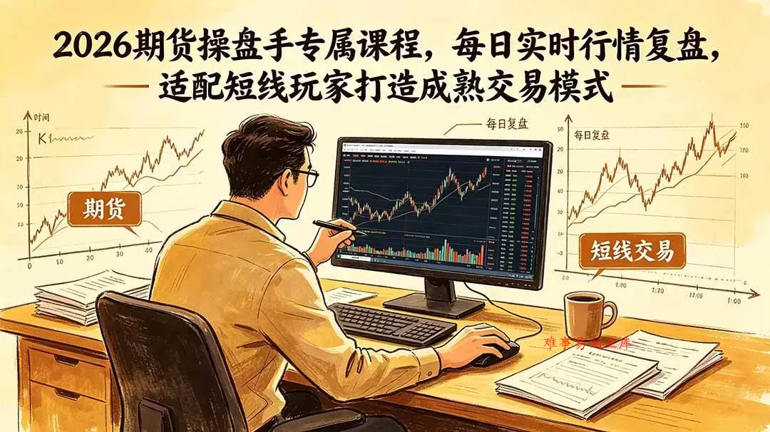（18902期）2026期货操盘手专属课程-更新6月，每日实时行情复盘，适配短线玩家打造成熟交易模式-难事易副业库