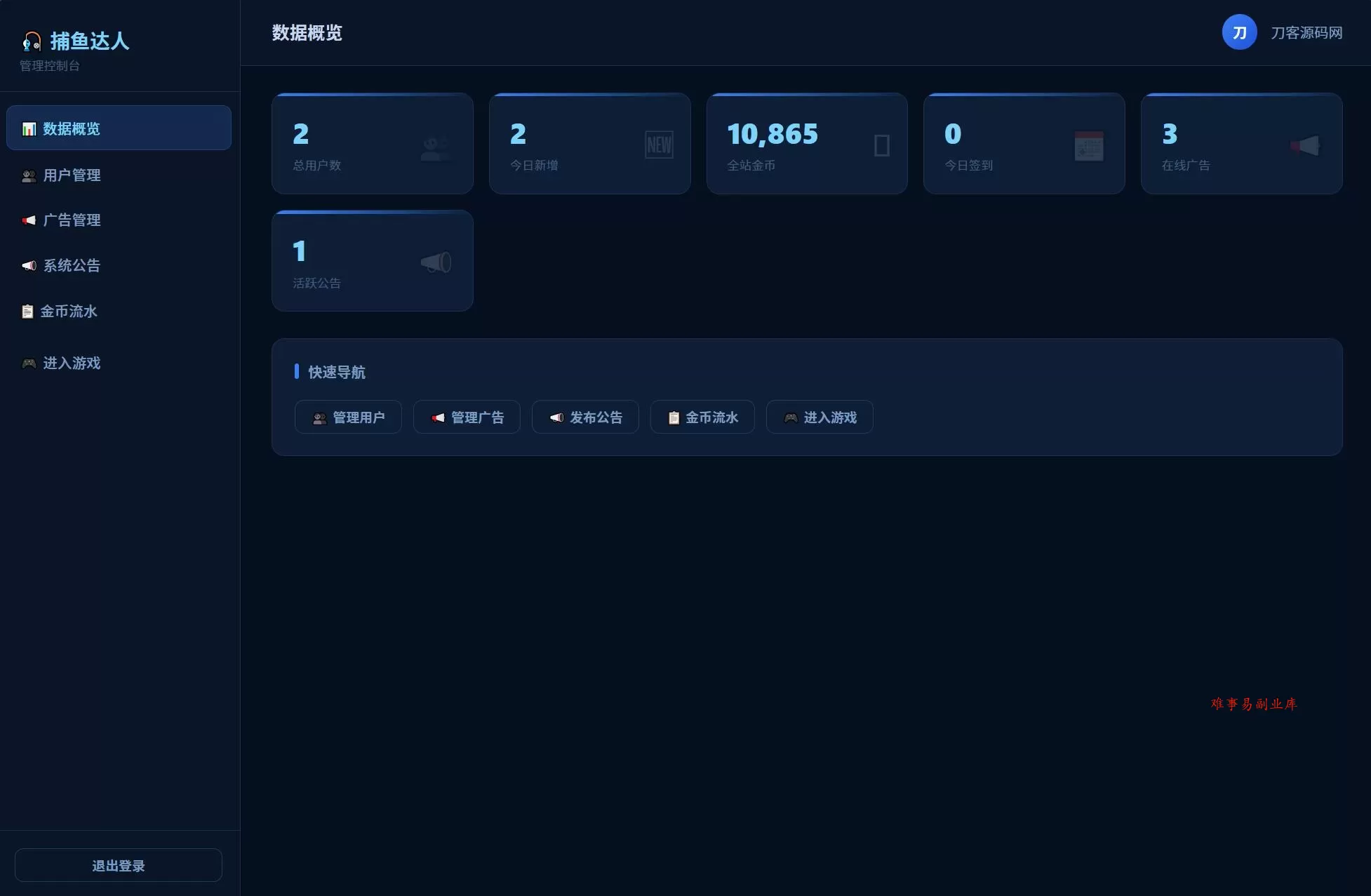 捕鱼达人小游戏源码 2.0修复升级版 多用户带后台