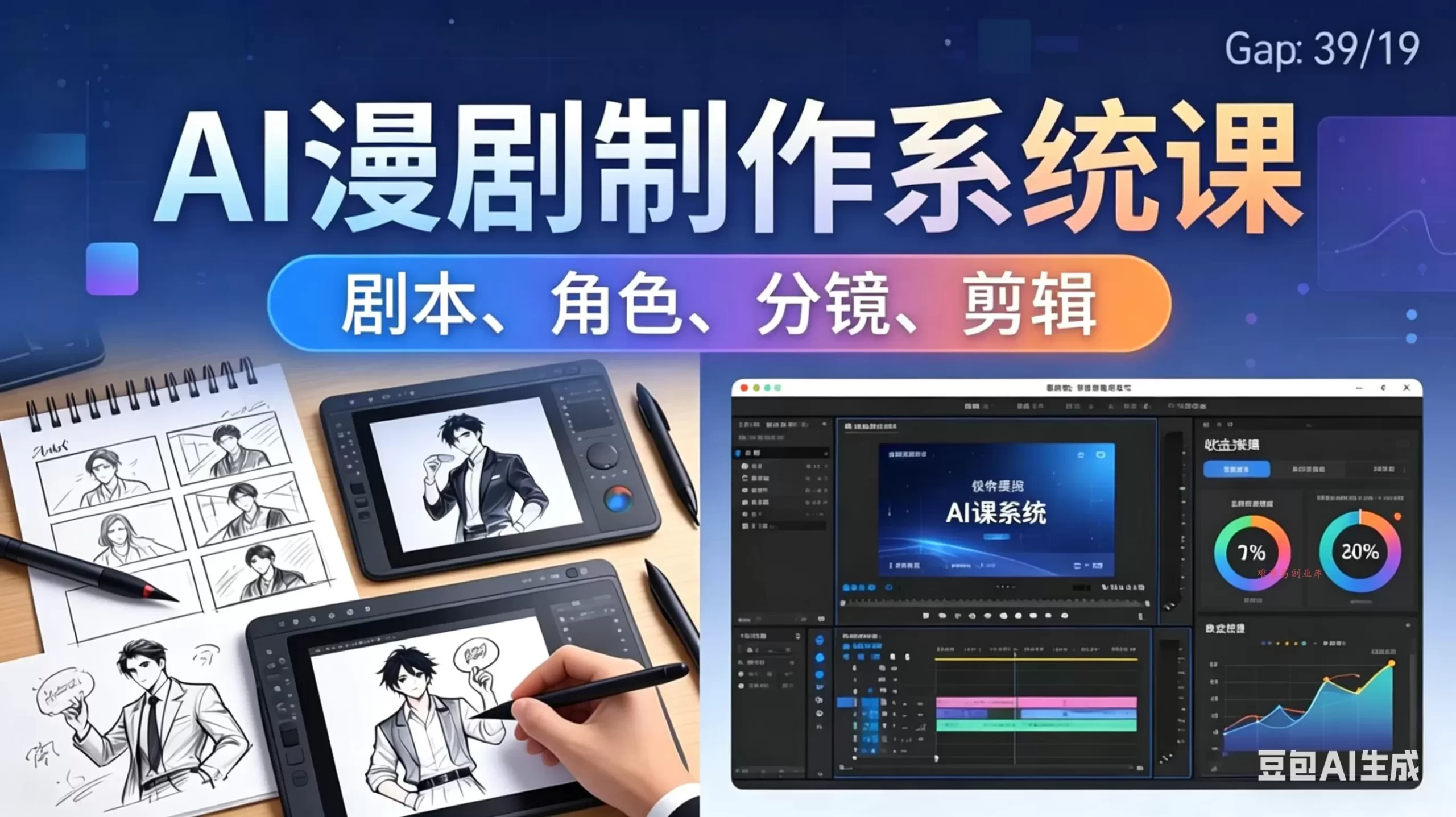 AI漫剧制作系统课：0基础从0到1学会AI制作，掌握剧本、角色、分镜、剪辑全套技能，轻松做号变现-难事易副业库