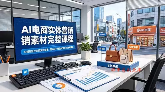 （19076期）AI电商实体营销素材完整课程，AI创意短片完美复刻实景，实体店一键生成宣传引流短视频-难事易副业库
