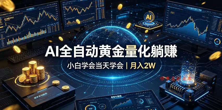 AI全自动黄金量化躺赚：小白学会当天学会，月入2W！-难事易副业库