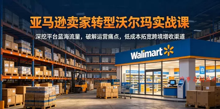 亚马逊卖家转型沃尔玛实战课，深挖平台蓝海流量，破解运营痛点，低成本拓宽跨境增收渠道-难事易副业库