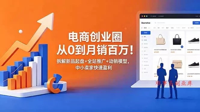 电商创业圈从0到月销百万！拆解新品起盘+全站推广+动销模型，中小卖家快速盈利-难事易副业库