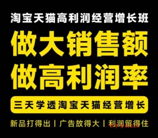 （20148期）天猫淘宝高利润经营增长班杭州线下课31期8月22-24日，做大销售额做高利润率，三天学透淘宝天猫经营增长