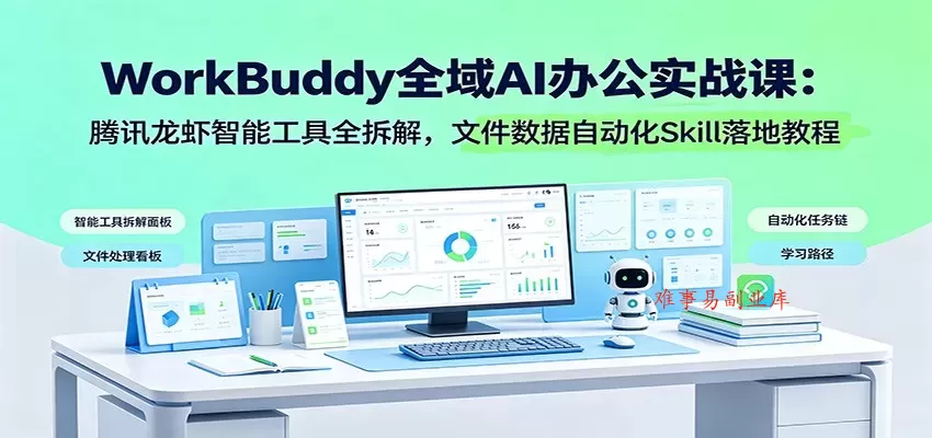 WorkBuddy全域AI办公实战课：腾讯龙虾智能工具全拆解，文件数据自动化Skill落地教程-难事易副业库