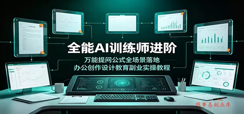 全能AI训练师进阶：万能提问公式全场景落地，办公创作设计教育副业实操教程-难事易副业库
