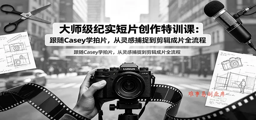 大师级纪实短片创作特训课:跟随Casey学拍片,从灵感捕捉到剪辑成片全流程 大师级纪实短片创作特训课:跟随Casey学拍片,从灵感捕捉到剪辑成片全流程
