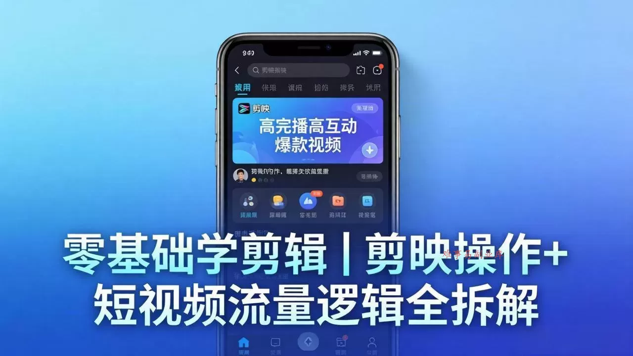 （18117期） 【零基础学剪辑】剪映操作+短视频流量逻辑全拆解｜手把手教你剪出高完播高互动爆款视频-难事易副业库