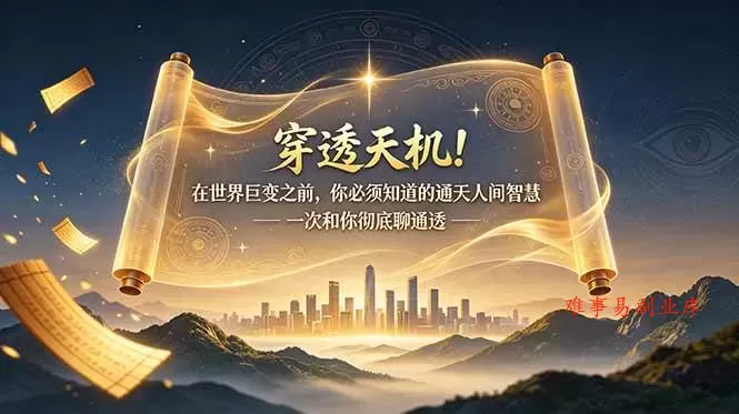 （19063期）付费文章：穿透天机！在世界巨变之前，你必须知道的通天人间智慧 一次和你彻底聊通透-难事易副业库