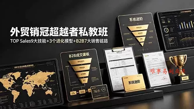 （19156期）外贸销冠超越者私教班：TOP Sales9大技能+3个进化模型+B2B7大销售链路，系统进阶-难事易副业库