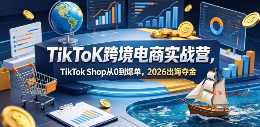 TikToK跨境电商实战营，TikTok Shop从0到爆单，2026出海夺金-难事易副业库