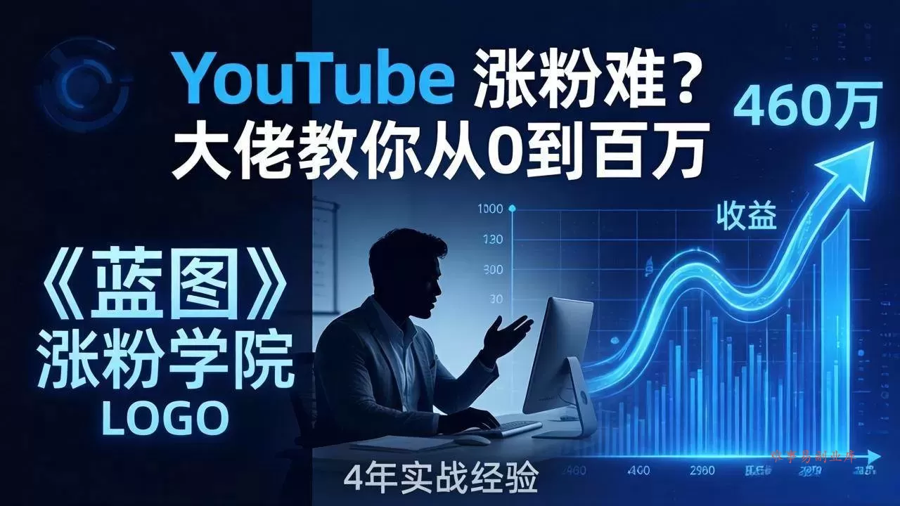 (17836期)YouTube 涨粉难?《蓝图涨粉学院》:4 年赚 460 万的大佬教策略,从0到百万有路径!-难事易副业库