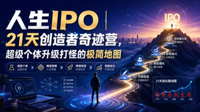 人生IPO︱21天创造者奇迹营，超级个体升级打怪的极简地图-难事易副业库
