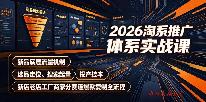 2026淘系推广体系实战课|新品底层流量机制、选品定位、搜索起量、投产控本、新店老店工厂商家分赛道爆款复制全流程(更新) 2026淘系推广体系实战课|新品底层流量机制、选品定位、搜索起量、投产控本、新店老店工厂商家分赛道爆款复制全流程(更新)