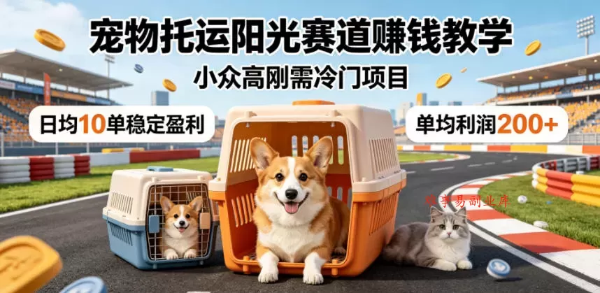 宠物托运阳光赛道賺钱教学，小众高刚需冷门项目，日均10单稳定盈利，单均利润200+-难事易副业库