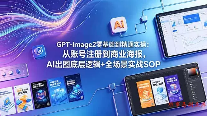 GPT-Image2零基础到精通实操：从账号注册到商业海报，AI出图底层逻辑+全场景实战SOP-难事易副业库