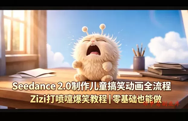 Seedance 2.0制作儿童搞笑动画全流程Zizi打喷嚏爆笑教程｜零基础也能做-难事易副业库