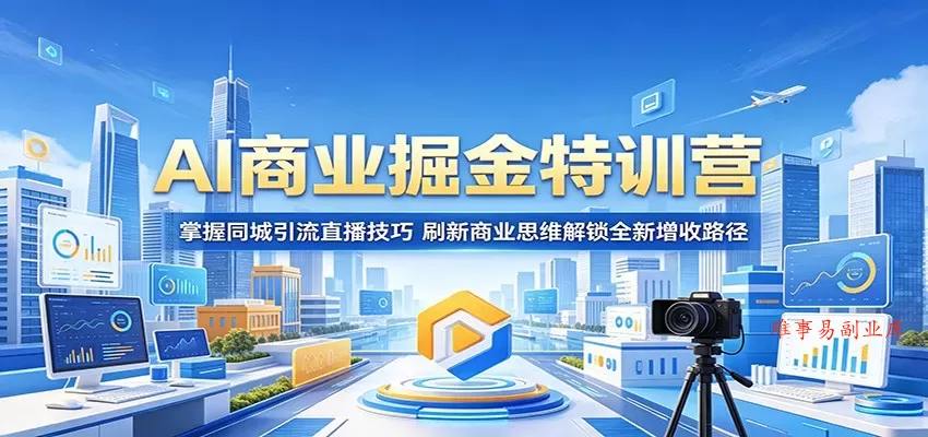 AI商业掘金特训营：掌握同城引流直播技巧，刷新商业思维解锁全新增收路径-难事易副业库