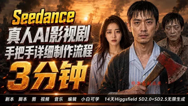 3分钟真人AI影视剧怎么做？SD 2.0手把手完整制作流程｜Higgsfield 14天SD 2.0/2.5无限生成-难事易副业库